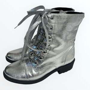 Circus Sam Edelman Silver Dacey Lace-Up Ankle Boots 7.5